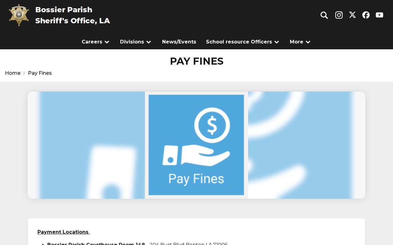 Bossier Parish traffic warrant payment: official sheriff fine payment locations and accepted methods