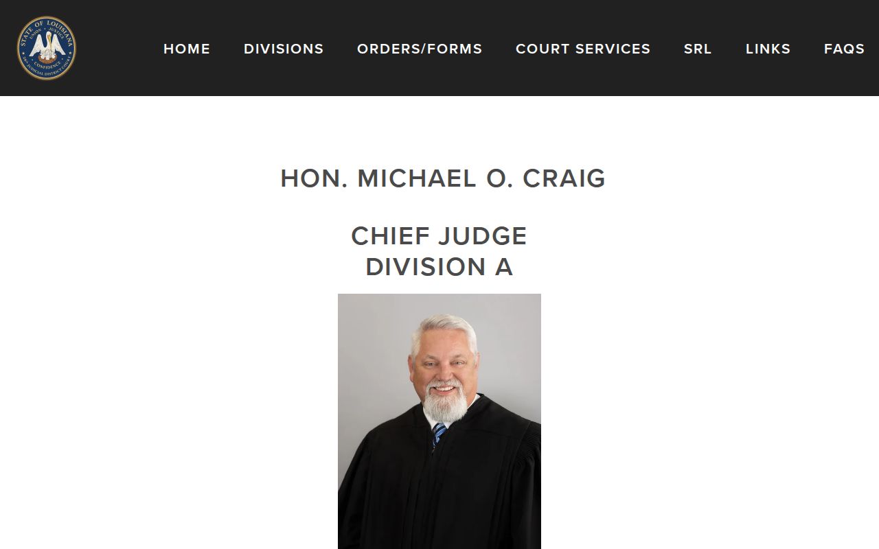Bossier Parish bench warrant case division page for Chief Judge Division A