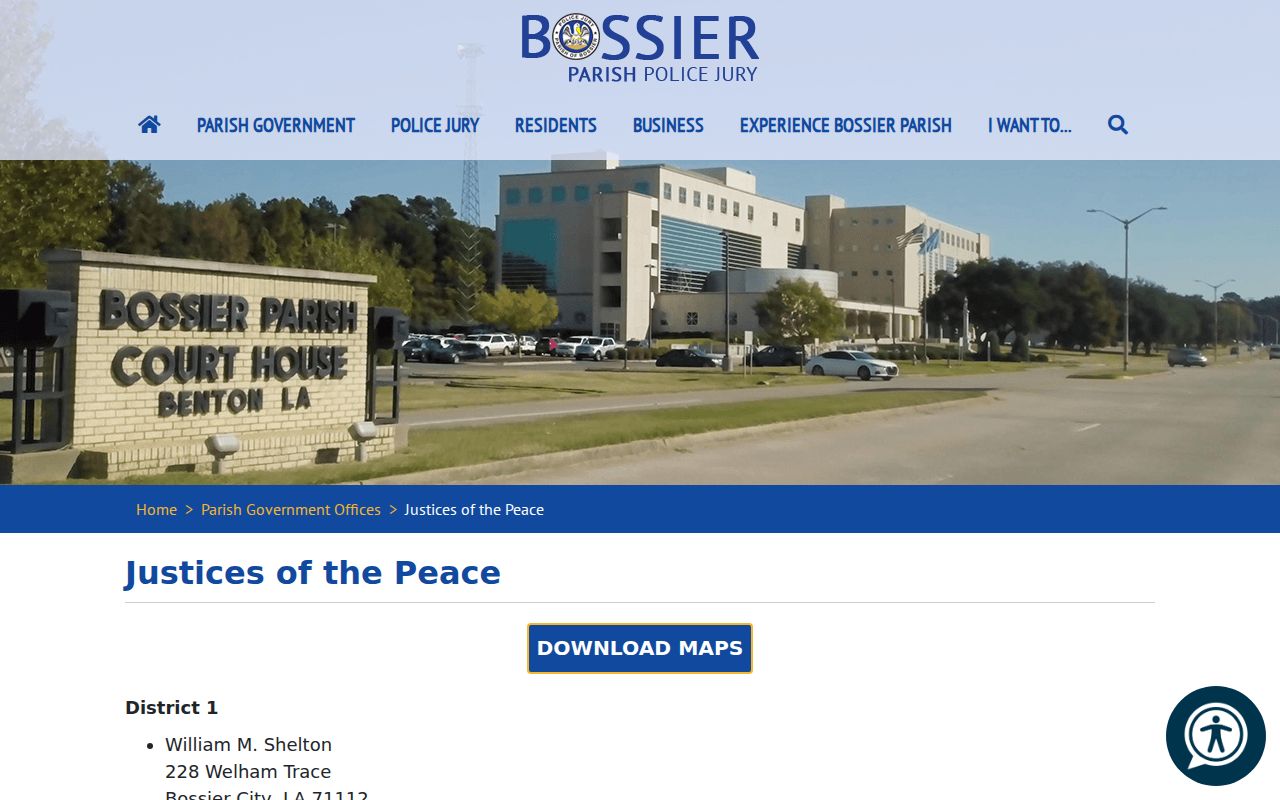Bossier Parish municipal warrant records: the parish justice of the peace district directory