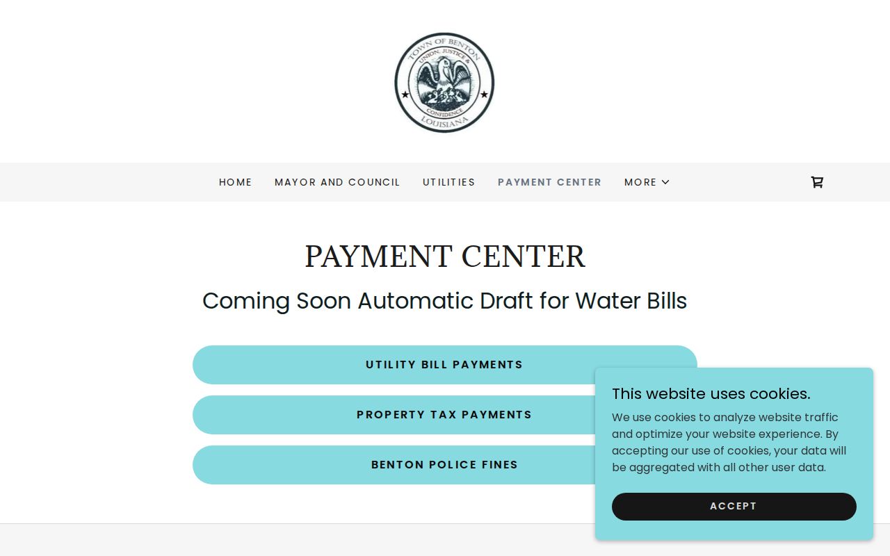 Benton payment center page listing Benton Police Fines for Benton warrant records